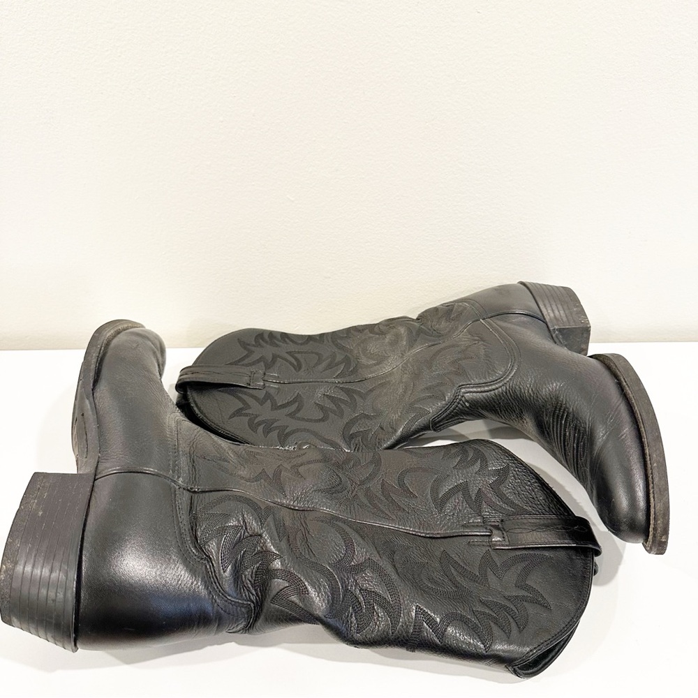 Ariat Men's Heritage R Toe Black Deertan Leather Western Cowboy Boots 9.5 EE - Picture 4 of 11